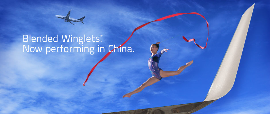 Blended Winglets. Now performing in China.